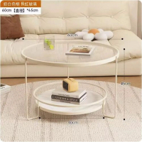 簡約圓形玻璃茶几(米白色-長虹玻璃)【尺寸：直徑60*高45cm】 