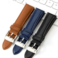 Substitute fossil watch strap FOSSIL black buckle leather cowhide watch chain male watch accessories 22mm 24mm