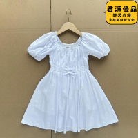 洋裝 女童洋裝 澳洲單女童白色棉麻連衣裙 夏裝連衣裙 新款中大兒童短袖禮服 公主裙子 連衣裙