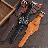 Genuine Leather Watchband for Fossil Diesel Casio EFR-303 Men Watch Strap High Quality Bracelet With Tray Retro Style 22 24mm