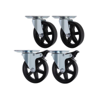 【AXL Global】4英吋TPR工業風造型工業輪(2個活動2個剎車輪/傢俱輪/活動輪/萬向輪/層櫃輪)