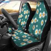 Daisy Pattern Print Universal Car Seat Covers Fit for Cars Trucks SUV or Van Auto Seat Cover Protector 2 PCS