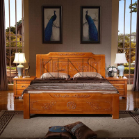 主臥床 實木床 中式明清仿古實木床 1.8米雙人床1.5米單人床 仿古雕花高箱儲物床