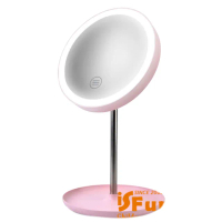 【iSFun】LED化妝鏡＊直立觸控調光圓型收納桌上鏡(USB電池兩用款)