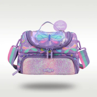 Australia Smiggle Original Children's Lunch Bag Girl Purple Butterfly Kawaii Messenger Shoulder Bags Waterproof 9 Inches