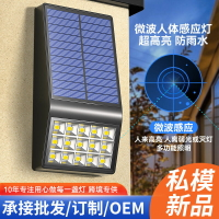 免運 璧燈 太陽能壁燈家用戶外庭院燈花園裝飾光感人體感應防雨太陽能照明燈S36快速出貨