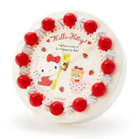 小禮堂 Hello Kitty 草莓蛋糕造型圓形壁掛鐘《紅白》時鐘.桌鐘.造型鐘