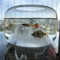 雪山玻璃魚缸客廳小型裝飾迷你水族箱【櫻田川島】