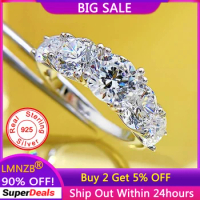 Super Luxury Sparkling 5 Carat (5pcs 1ct) Zirconia Diamant Rings Women Wedding Band Silver 925 Ring Silver 925 Jewelry Gift