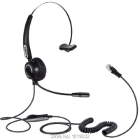 4-Pin RJ9 Monaural Headset with Volume and Mute Switch Call Center Headphone with Noise Canceling Mic for most office telephones