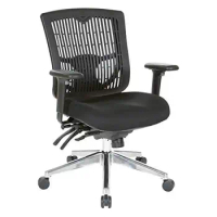 Ergonomic Office Chair with Adjustable Lumbar Support Contoured Black Back Height Arms Multi-function Control