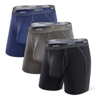 Separatec 3Pack Men Underwear Breathable Boxer Brief Lightweight Sport Quick Dry Performance Dual Pouch Underwear Long Leg Boxer