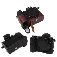 portable Genuine Real Leather Half case Cover For Panasonic LUMIX S5 Markii S5II Camera bag protective shell