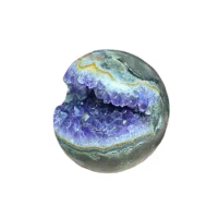 Premium Quality Crystals Healing Gemstone Natural Purple Amethyst Druzy Geode Ball For Sale