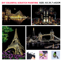 Hand-made hand scratchpainting A3 Size