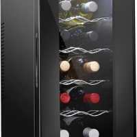 10 Bottle Red And White Wine Thermoelectric Wine Cooler/Chiller Counter Top Wine Cellar with Digital Temperature Display,