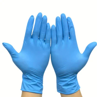 50PCS Blue Nitrile Gloves for Baking Cleaning Gardening Waterproof Dishwashing Gloves for Kitchen Household
