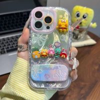 Sarung telefon keluarga SpongeBob SquarePants dengan pemegang cermin untuk iPhone 17/16/15/14/13/12/