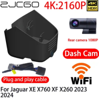 ZJCGO 4K DVR Dash Cam Wifi Front Rear Camera 24h Monitor for Jaguar XE X760 XF X260 2023 2024