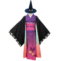 Anime Demon Slayer Kimetsu no Yaiba Kochou Shinobu Cosplay Costume Women Kimono Uniforms Halloween costume with hat