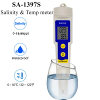 SA-1397S Salinity &amp; Temp meter Portable Salinity Meter Salinometer Halometer Salt Gauge Concentration Meter 40%off