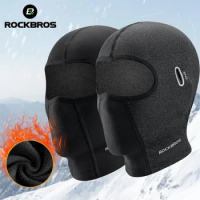 ROCKBROS Warm Windproof Cycling Headgear Breathable Face Mask Outdoor Electric Bicycle Balaclava Bike Skiing Fleece Head Hat