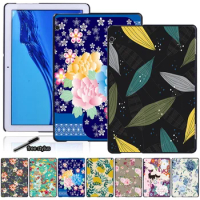 Tablet Case for Huawei MediaPad M5 10.8"/M5 Lite 10.1"/M5 Lite 8/T5 10 10.1"/T3 10 9.6"/T3 8.0 Flower Print Dustpoor Hard Shell