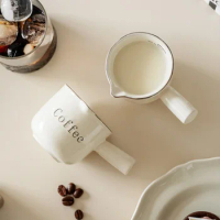 3oz/90ml Ceramic Measuring Cups Mini Ceramic Milk Transfer Cup Espresso Coffee Measuring Mug With Scale Kitchen Tools