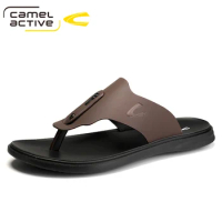 Camel Active Brand PU Leather Shoes Summer New Large Size Men's Sandals Fashion Slippers
