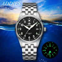 Addies H2 Pilot Watch 200m Waterproof Mechanical Watches NH35 Movement 316L Steel Jubilee Bracelet Diver Watch
