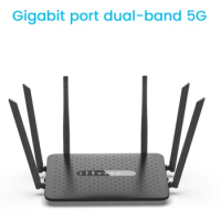 WIFI Router Gigabit Wireless Router 2.4G/5G Dual Band WiFi Router with 6 Antennas WiFi Repeater Signal Amplifier-White
