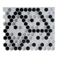Black&amp;White Hexagon 3D Wall Mosaic Kitchen Sticker Vinyl Wallpaper Subway Tiles TV Background Stick Decor Home 1PC 250x250mm DIY