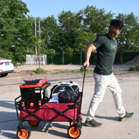 Foldable 4 Strong Wheel Shopping Wagon Outdoor Supermarket Beach Cart Utility Transportation Hand Trolley For Camping Equipment