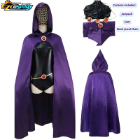 Teen Titans Raven Cosplay Trang Phục Phòng Jumpsuit Cloak Vành Đai Phù Hợp Với Halloween Đồng Phục C