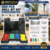 Set Mata Bor Kombinasi 300 Pcs - Kit Mata Bor Beton, Besi, Kayu & Fisher Srew Set Lengkap