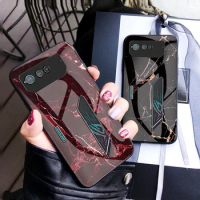 For Asus ROG Phone 6 Rog6 Case Marble Grain Tempered Glass Back Cover Shockproof Phone Case for Asus Rog Phone 6 Phone6 Rog6 5G