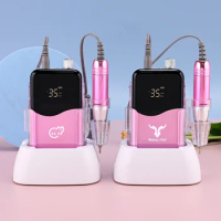 Professional Rechargeable Nail Drill Machine, 35000RPM Electric Nail File Cordless Portable Nail Drill with Coreless Motor