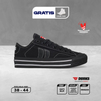 Dorks Metro Low Full Black - Sepatu Sekolah Sneakers Kerja Casual Shoes Pria Wanita Original