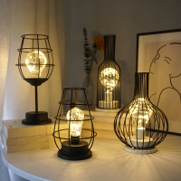 熱賣預購－北歐鐵藝創意酒瓶檯燈 LED浪漫裝飾氛圍燈 電池款暖白系小夜燈