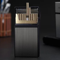 20 Sticks Cigarette Box Case Space Aluminum Slim Cigarette Holder Lighter Plastic Cigarette Case Mens Gifts Smoking Accessories