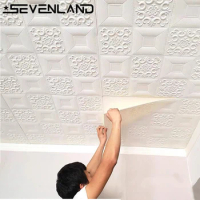 Sevenland 1pc PE Foam 3D Waterproof Wall Sticker Home Decor Wallpaper DIY Living Room Bedroom Decorative