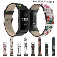 Retro fashion Leather Printed Strap For Fitbit Charge 4 Watchbands Accessories Bracelet Replacement For Fitbit Charge 4 band