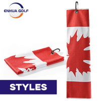 Flag Golf Towel for Golf Bags for Men and Women Magnet for Strong Hold to Golf Carts or Clubs,Red Printing Golf Gift