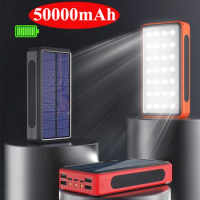 50000mAh Solar Power Bank for Xiaomi iPhone 12 Samsung Powerbank 4 USB Solar Charger Portable External Battery Pack Power Bank