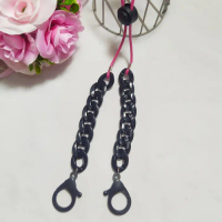 TALI MASKER /PENGAIT HIJAB/KALUNG RANTAI AKRILIK HITAM