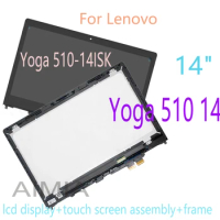 AAA+ FHD 14" For Lenovo Yoga 510 14 Yoga 510-14 Yoga 510-14ISK LCD Display Touch Screen Digitizer Assembly Frame YOGA 510 14ISK