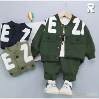 SETELAN 3IN1 ANAK JAKET KAOS DAN CELANA JOGGER USIA 1-5 TAHUN MOTIF EZY Lengan panjang