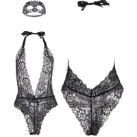 Sexy Transparan Lingerie Babydoll Teddies set bra G String B018