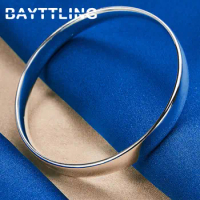 New 925 Sterling Silver 10MM Smooth Circle Fashion Bangle Bracelet For Men Women Engagement Party Gift Jewelry Wedding