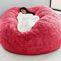 Giant bean bag sofa cover soft and comfortable fluffy fur bean bag bed sofa cover lazy sofa recliner cushion cover